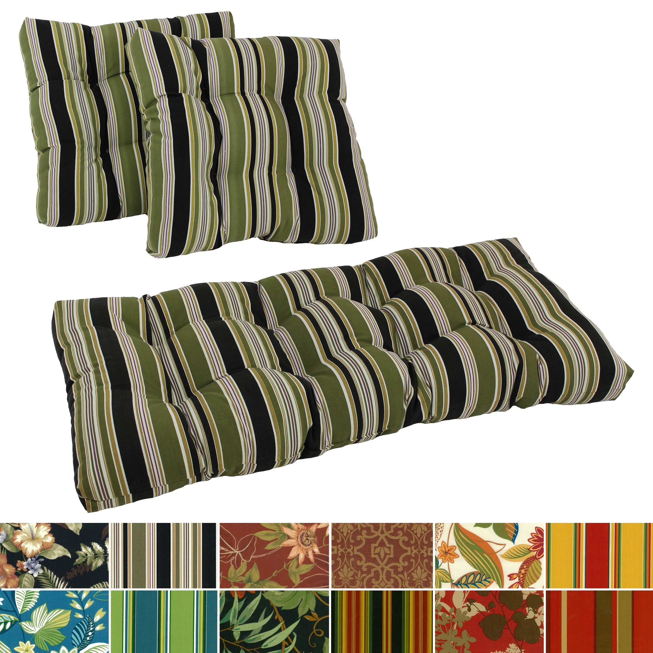 Blazing Needles 3 Piece Indoor Outdoor Settee Cushion Set