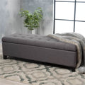 Harper Bright Designs 39 Tufted Linen Fabric Storage Bench