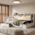 Tufted Upholstered Daybed With 2 Drawers Led Shelves Charging Station By Harper Bright Designs