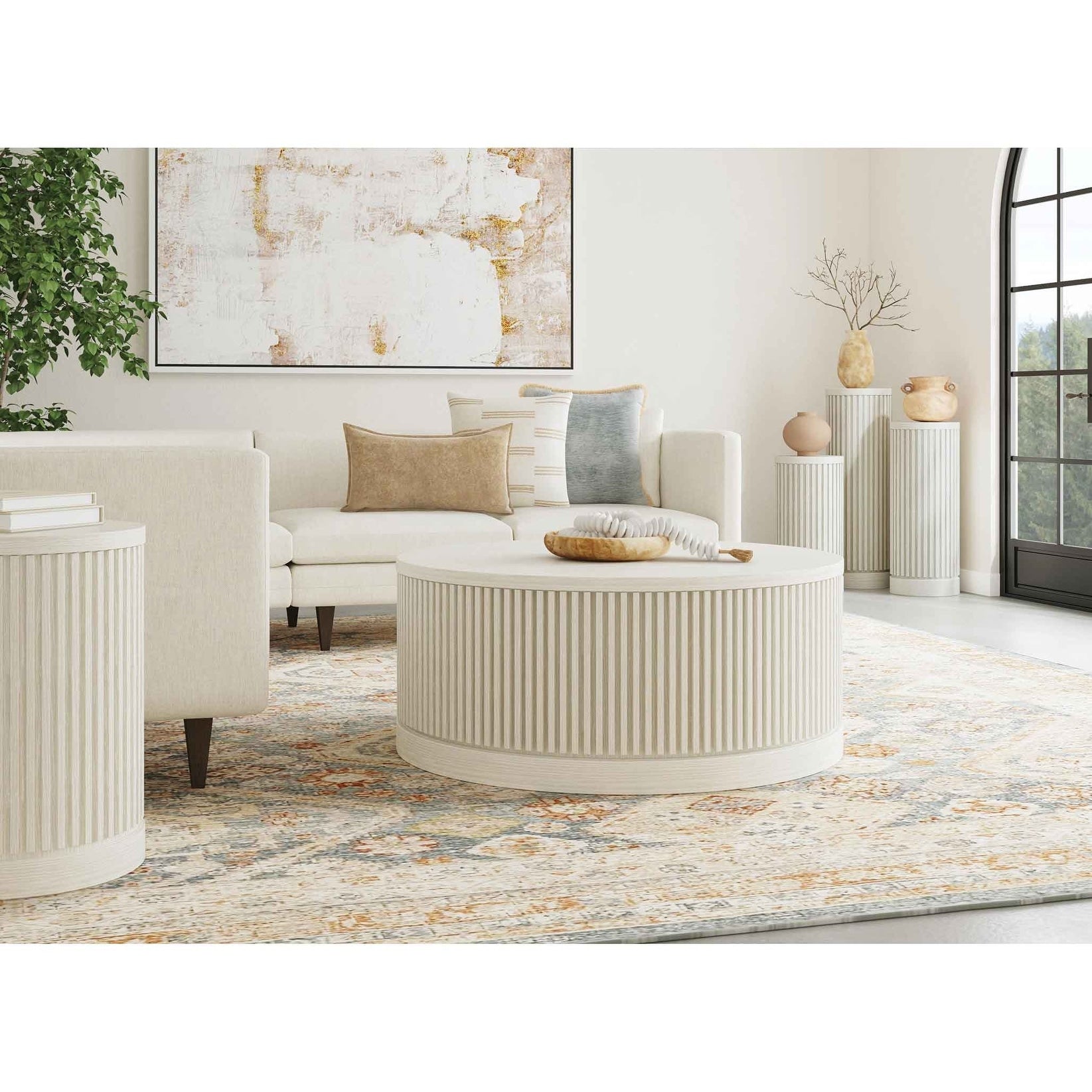 Tulane Round Cocktail Table White