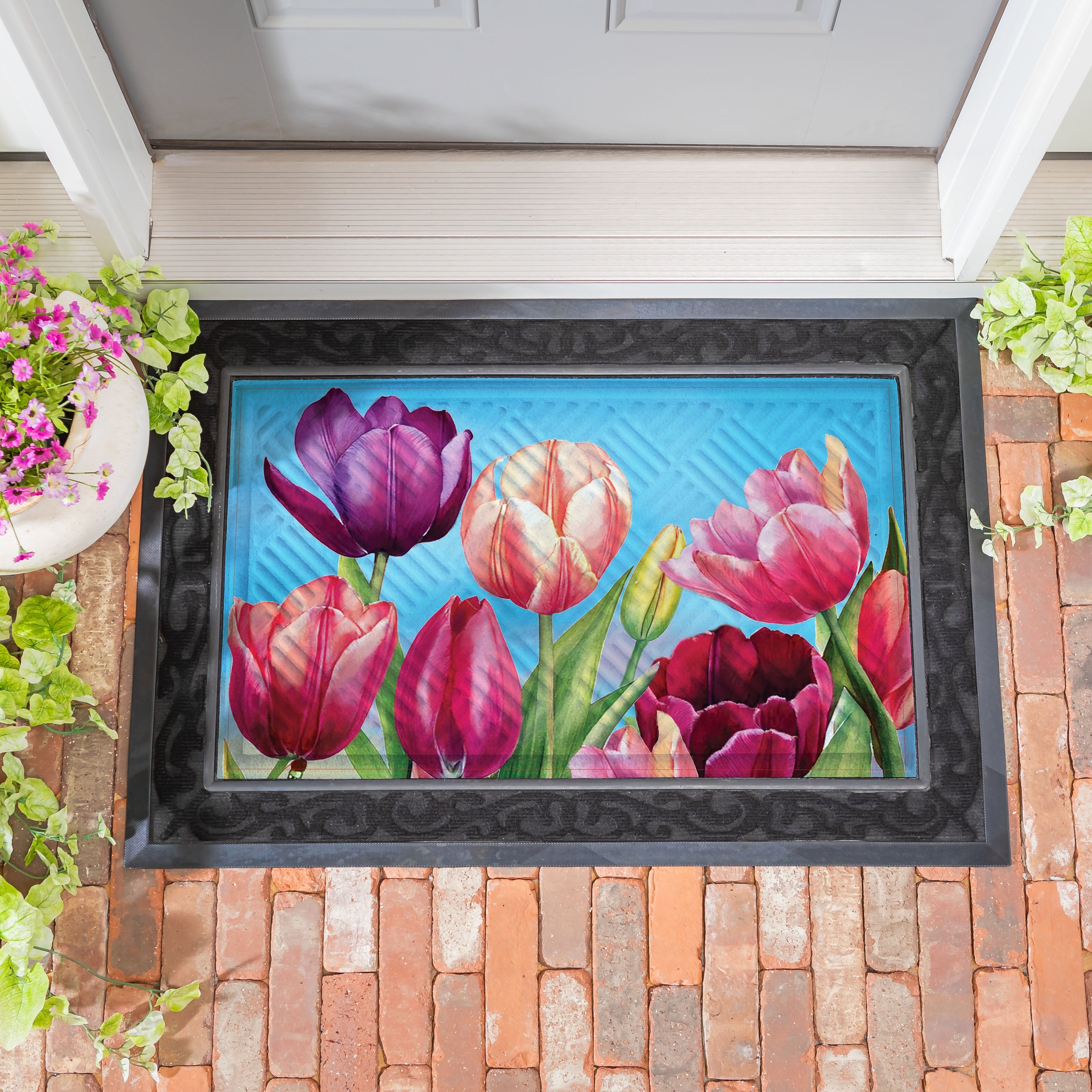 Tulip Palooza Embossed Door Mat 30 X 18