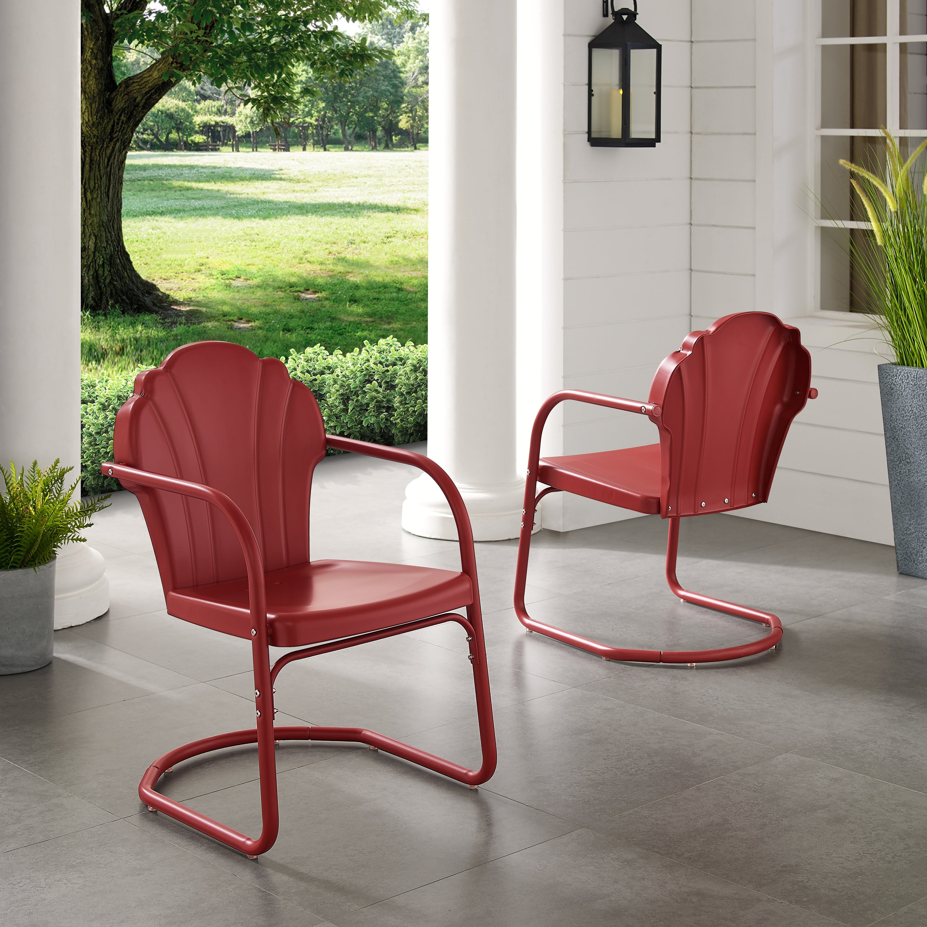 Havenside Home Diana Bay Red Retro Metal Chairs Set Of 2