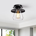 Tunney Matte Black 1 Light Clear Glass Shade Semi Flush Mount