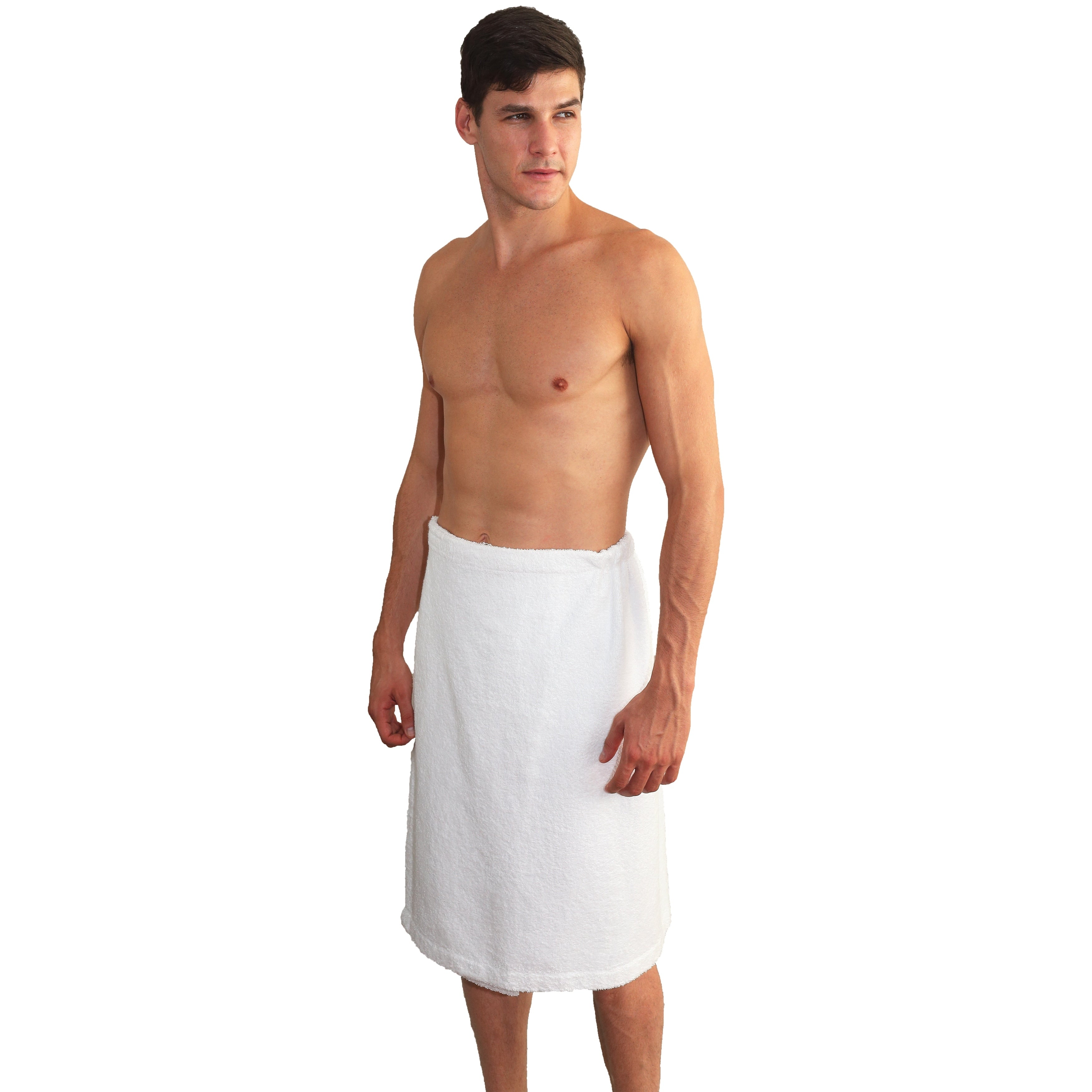 Turkish Cotton Terry White Mens Spa And Shower Towel Wrap