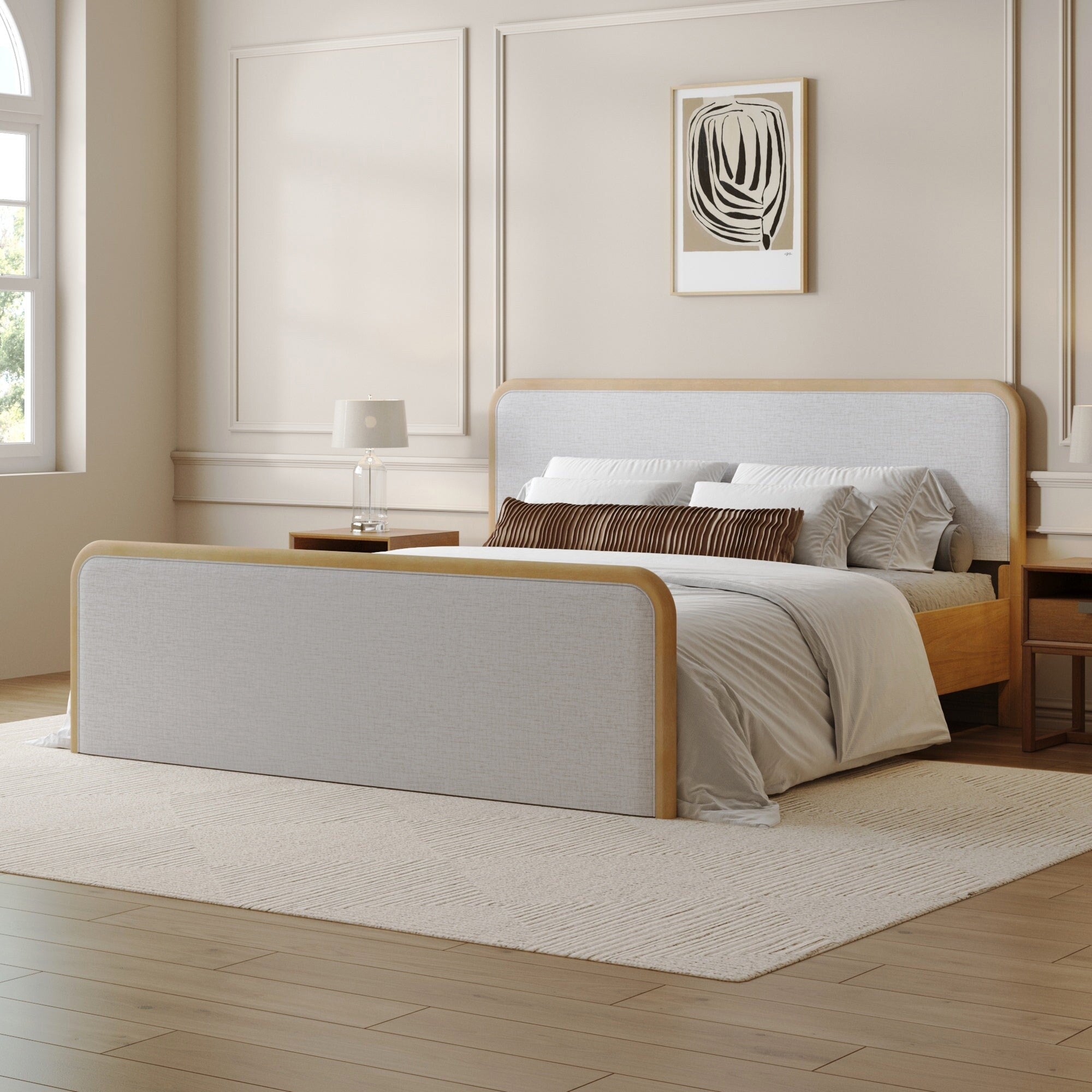 Turner Mid Century Modern Bed Frame Solid Wood Platform Bed Frame With Headboard