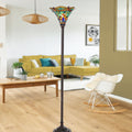 Turquoise Dragonfly Design Tiffany Style Torchiere Lamp