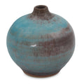 Handmade Turquoise Mid Century Asian Turquoise Blue With Brown Ceramic Bud Vase Thailand