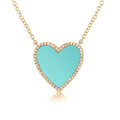 Turquoise Diamond Heart Necklace 14K Yellow Gold By Joelle Collection