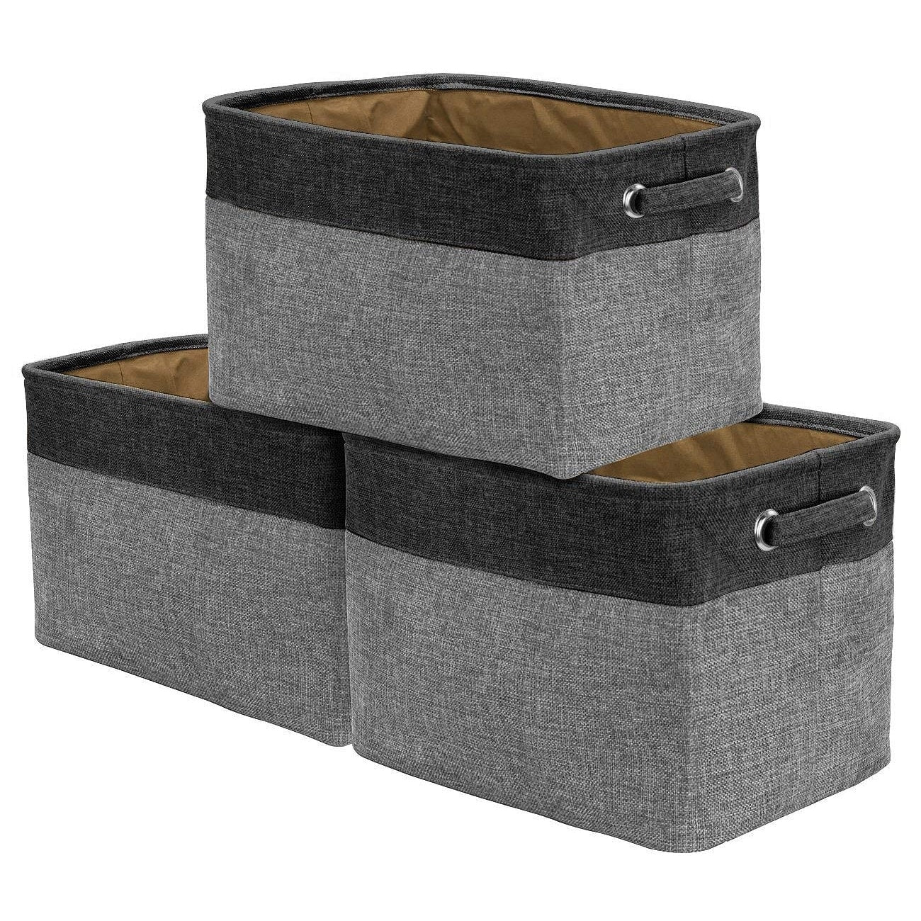 Twill Storage Basket Set 3 Pack Black