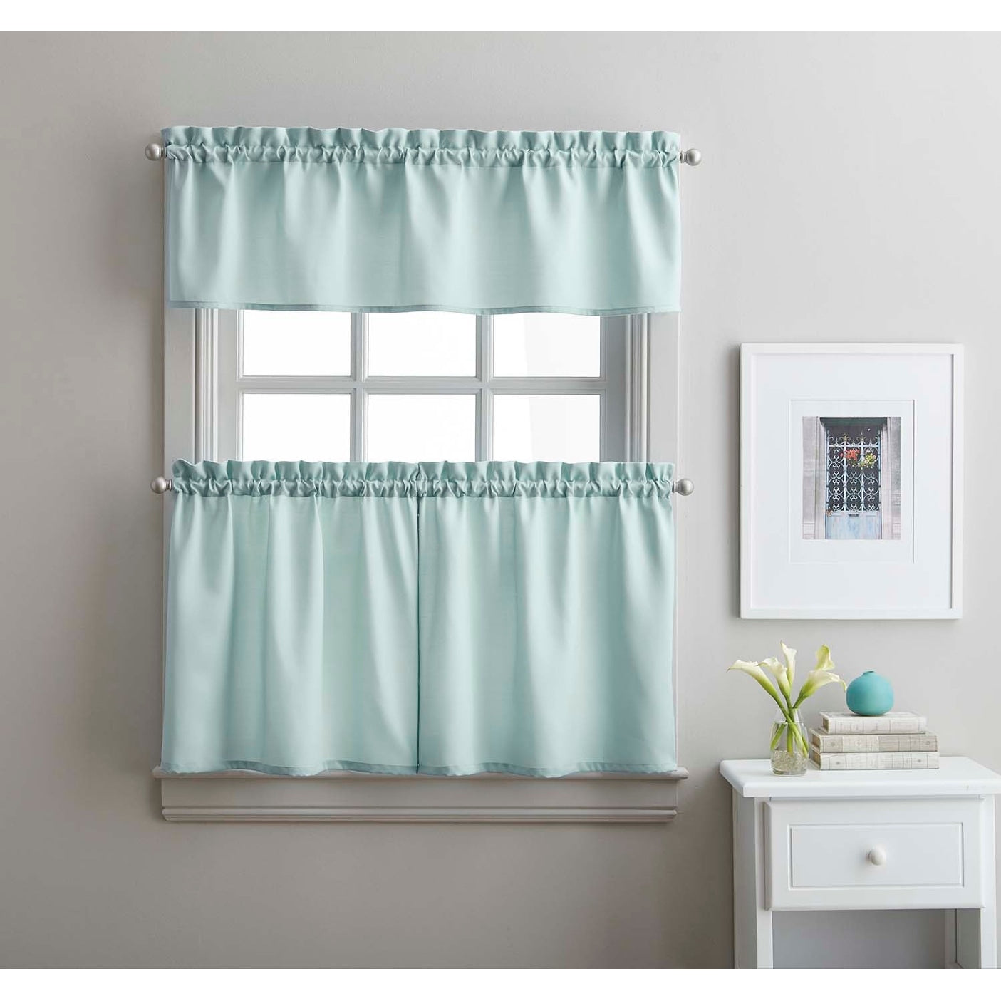 Twill 3 Piece Kitchen Curtain Tier Set