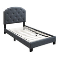 Twin Bed With Button Tufted Scalloped Headboard Gray