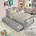 Twin Bed With Trundle Platform Bed Frame With Headboard And Footboard For Bedroom Small Living Space No Box Spring Needed