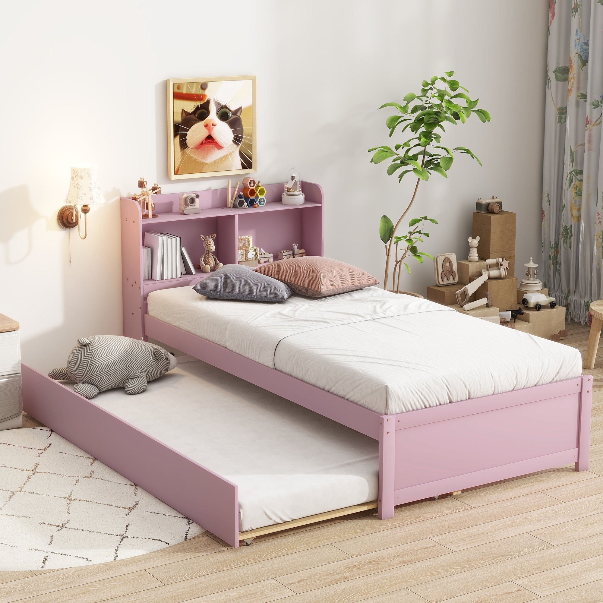 Twin Bed With Trundle Bookcase For Home Office