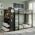 Twin Bunk Bed With Storage Shelves And Led Light Strip By Harper Bright Designs