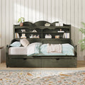 Twin Daybed Platform Bed Frame With Drawers Headboard Shelving