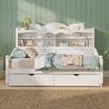 Twin Daybed With Storage Drawers And Headboard Shelving Wooden Frame