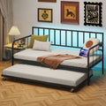 Twin Daybed With Trundle Metal Trundle Bed Sofa Bed Frame With Heavy Duty Metal Slats Sppports Space Saving