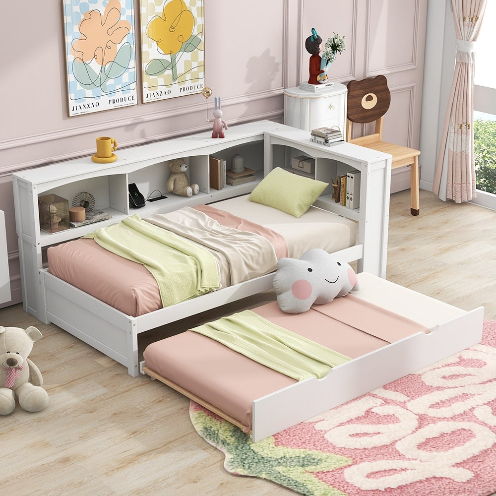 Twin Daybed With Trundle Storage Cabinets Usb Charging Ports