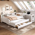 Twin Full Daybed With Pull Out Trundle Desk Built In Storage Shelves
