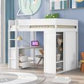 Twin Full Loft Bed With Wardrobe Desk 2 Drawer Storage Cabinet