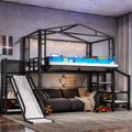 Twin Full Metal Loft Bed Storage Stairs Wardrobe Shelves Usb Led