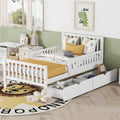 Twin Full Wood Platform Bed With Guardrails And Two Storage Drawers