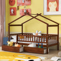 Twin House Bed With Roof Design 2 Storage Drawers For Kids