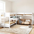 Twin L Shaped Bunk Bed With Desk Drawers And Usb Ports 3 Bed Wooden Bunk Bed With Storage