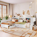 Twin L Shaped Platform Bed With Trundle Storage Shelves Charging Ports By Harper Bright Designs
