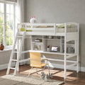 Twin Loft Bed With Desk And Storage Shelves Solid Wood Loft Bed Frame With Ladder Space Saving Design