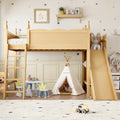 Twin Loft Bed With Storage Shelves And Wardrobe Solid Wood Loft Beds With Detachable Slide And Ladders No Spring Box Needed