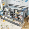 Twin Low Loft Bed With Storage Shelves Under Bed Curtain Chalkboard Design No Box Spring Needed