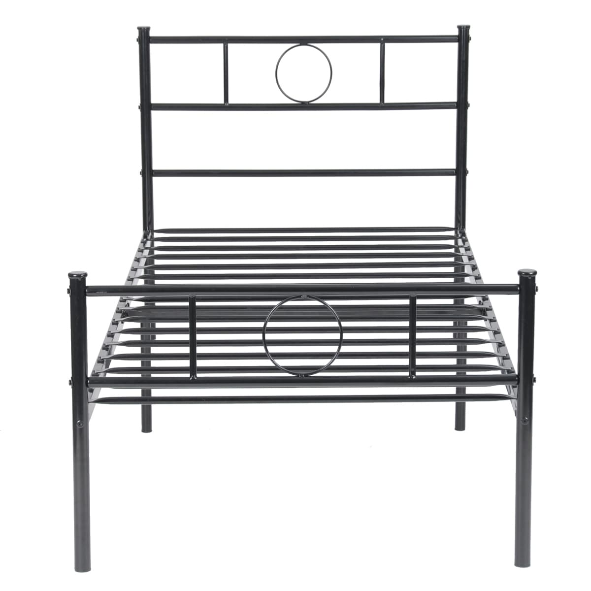 Twin Metal Bed Frame With Circle Accent Headboard