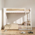 Twin Over Full Bunk Bed With Led Light And 4 Tier Shelf Wood Bunk Bed With Storage And Rattan Guardrail