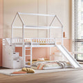 Twin Over Full Bunk Bed With Slide Storage Steps Playhouse Design