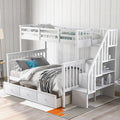 Twin Over Full Bunk Bed With Stairs Storage Drawers Guardrails