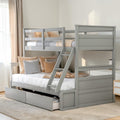 Twin Over Full Bunk Bed With Storage Drawers Convertible Wood Bunk Bed Frame No Box Spring Needed
