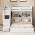 Twin Over Full Bunk Bed With Storage Stairs Wardrobe Usb Ports