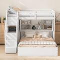 Twin Over Full Bunk Bed With Storage Stairs Wardrobe Usb And Light Wood Bunk Bed With Shelves