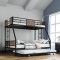 Twin Over Full Bunk Beds With Trundle Metal Bunk Bed Frame With Safety Guardrail And 2 Ladder Sturdy Metal Frame