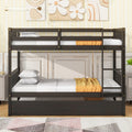 Twin Over Twin Bunk Bed With Trundle Rubber Wood Convertible Beds