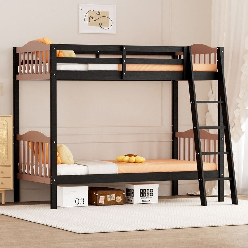 Twin Over Twin Solid Wood Bunk Bed For Kids And Adults No Box Spring Required