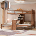 Twin Over Twin Twin Bunk Bed With Built In Desk And Storage Shelves