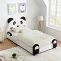 Twin Panda Shaped Kids Bed With Soft Padded Safety Edges Solid Wood Toddler Bed Frame In Velvet Fabric