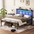 Twin Platform Bed Frame With Storage Headboard Led Light