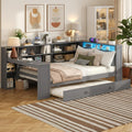 Daybed Bed With Trundle Storage Shelves Charging Station Led Light By Harper Bright Designs