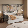 Twin Size Bed With 3 Storage Drawers Led Lights Charging Station