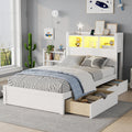 Twin Size Bed With Drawers Wood Twin Bed With Storage Headboard And Pull Out Storage Cabinet Wood Bed With Light And Socket