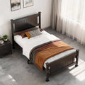 Twin Size Black Wood Platform Bed Frame With Headboard Under Bed Storage Space No Box Spring Needed Heavy Duty