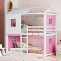 Twin Size Bunk Bed With Playhouse Tent Design And Solid Pine Wood Frame